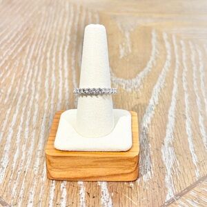 Silver Tone Crystal Eternity Band Ring Size 9 Stackable Wedding Band Minimalist